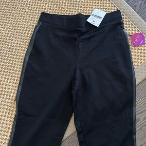 Black leggings with leather strip on side